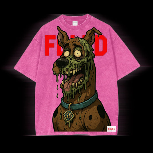 SCOOBY SNACKS OVERSIZED ACID WASH PINK T SHIRT
