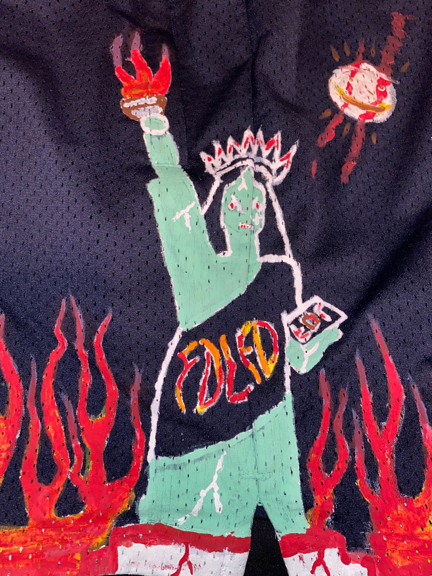 "Statue Of Misery" Mesh Shorts Navy Blue