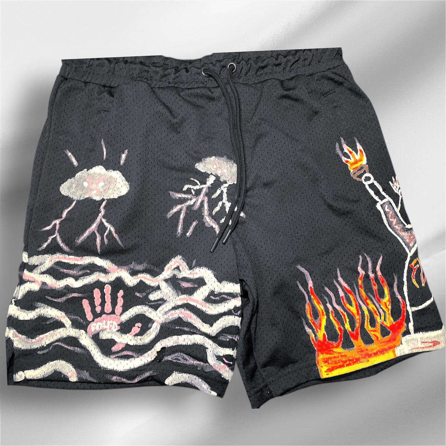 "Statue Of Misery" Mesh Shorts Navy Blue