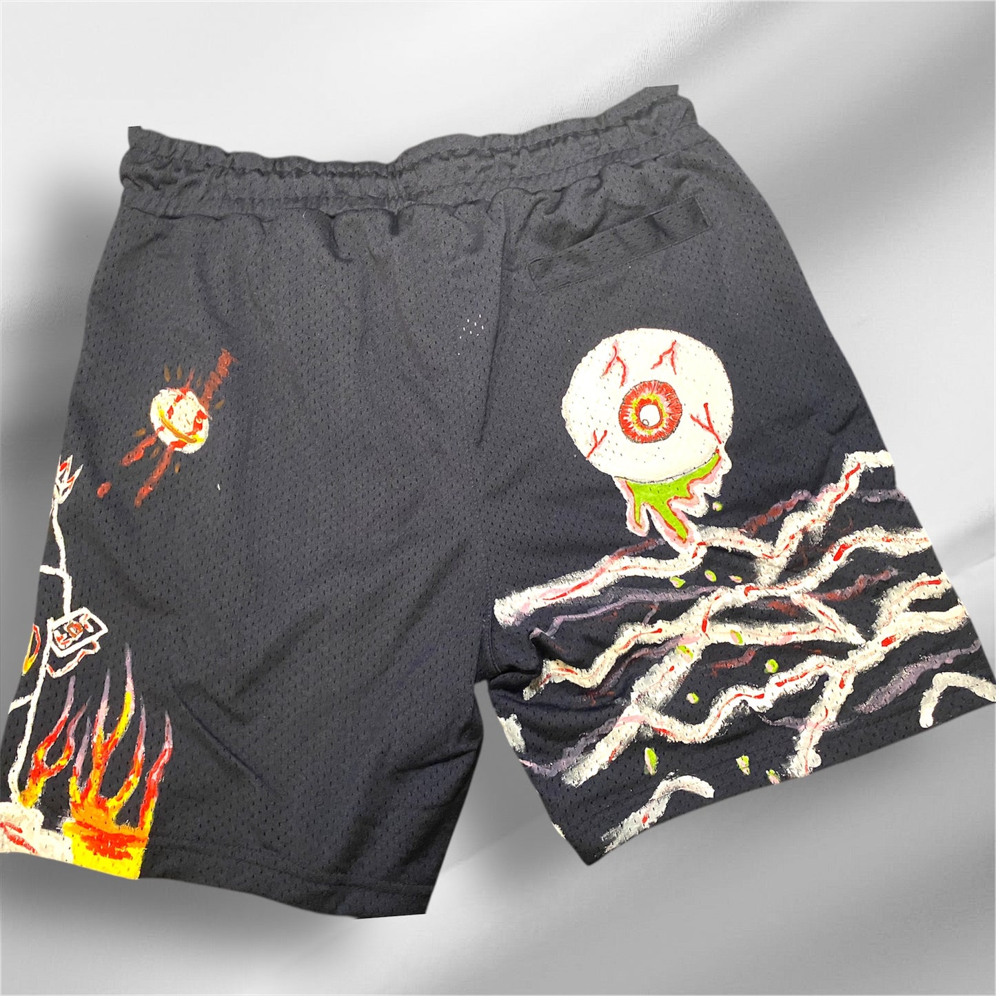 "Statue Of Misery" Mesh Shorts Navy Blue